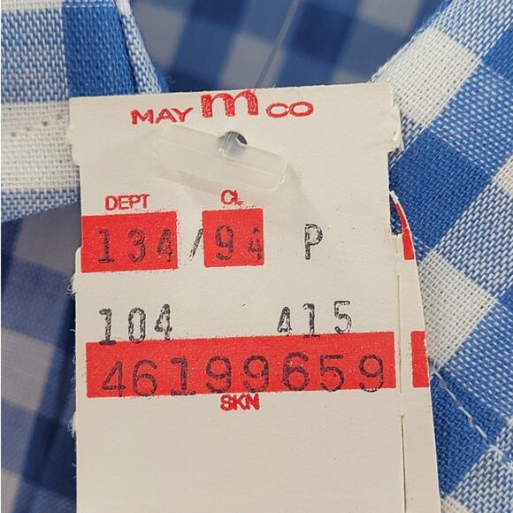 Vintage Claybrooke Blue White Checked‎ Button Up Short Sleeve Shirt Retro Vibes - Picture 9 of 12